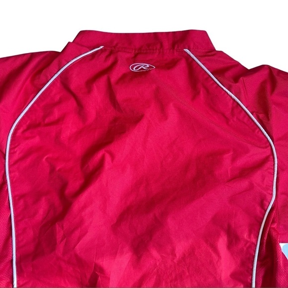 Rawlings Men’s 1/4 Zip Short Sleeved Red Wind Breaker Jacket - Picture 7 of 10